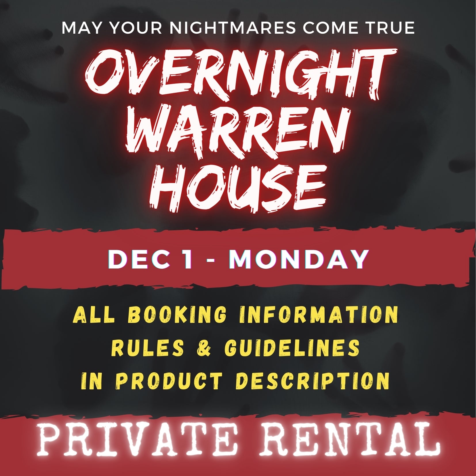 DEC 1 - WARREN HOUSE OVERNIGHT RENTAL
