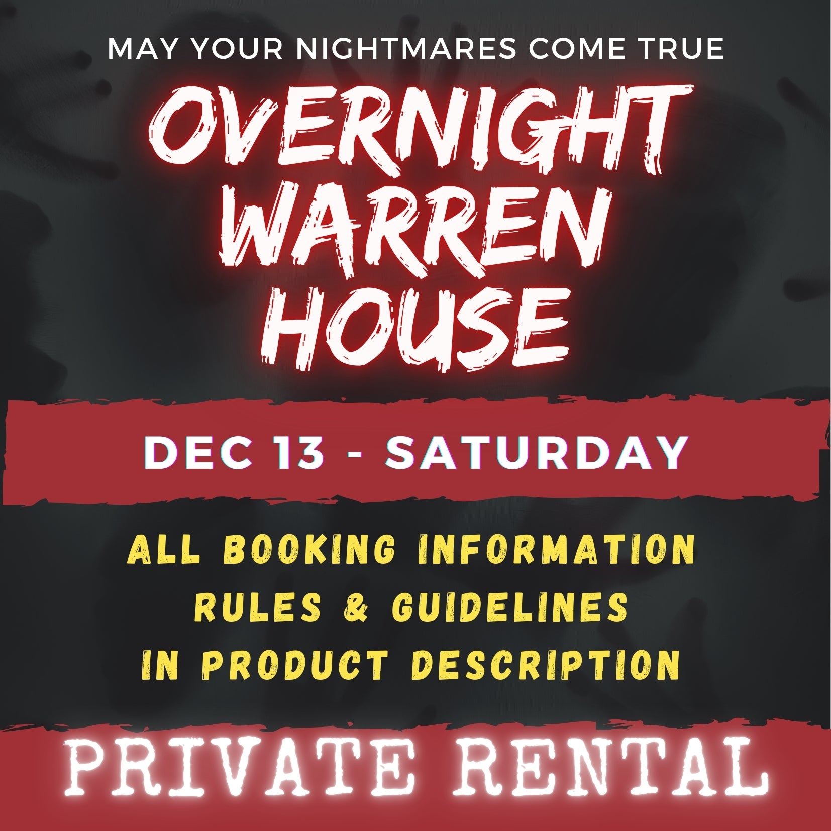 DEC 13 - WARREN HOUSE OVERNIGHT RENTAL