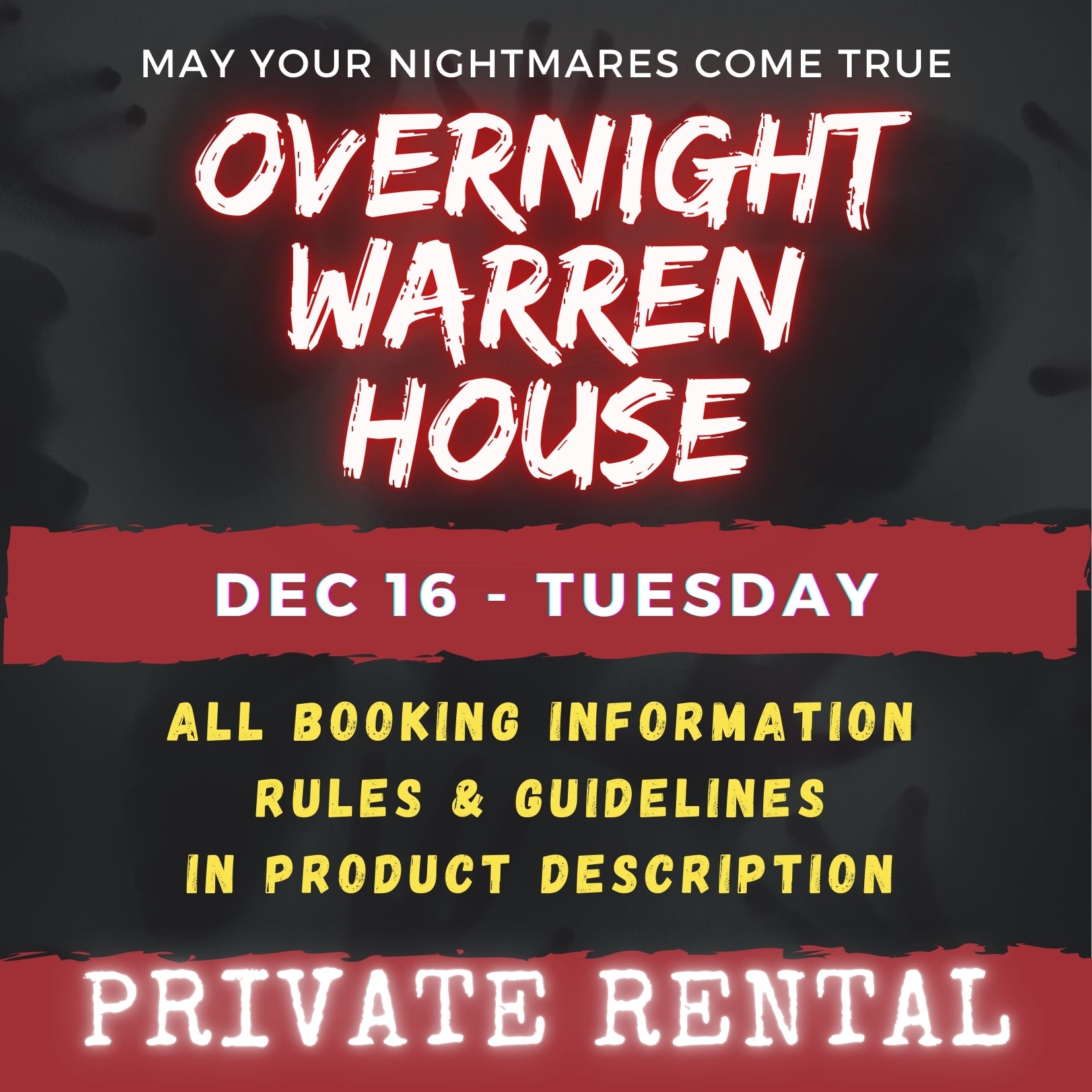 DEC 16 - WARREN HOUSE OVERNIGHT RENTAL
