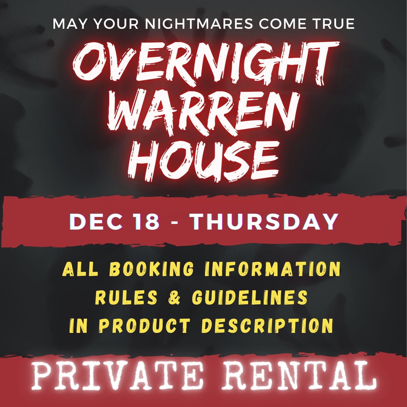 DEC 18 - WARREN HOUSE OVERNIGHT RENTAL