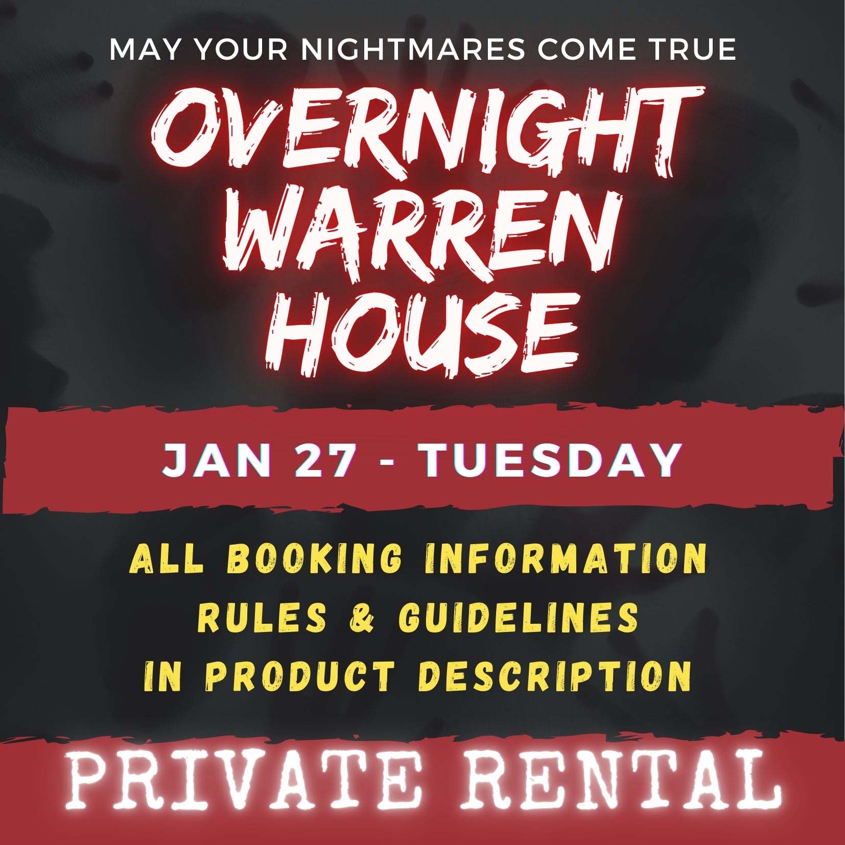 JAN 27 - WARREN HOUSE OVERNIGHT RENTAL