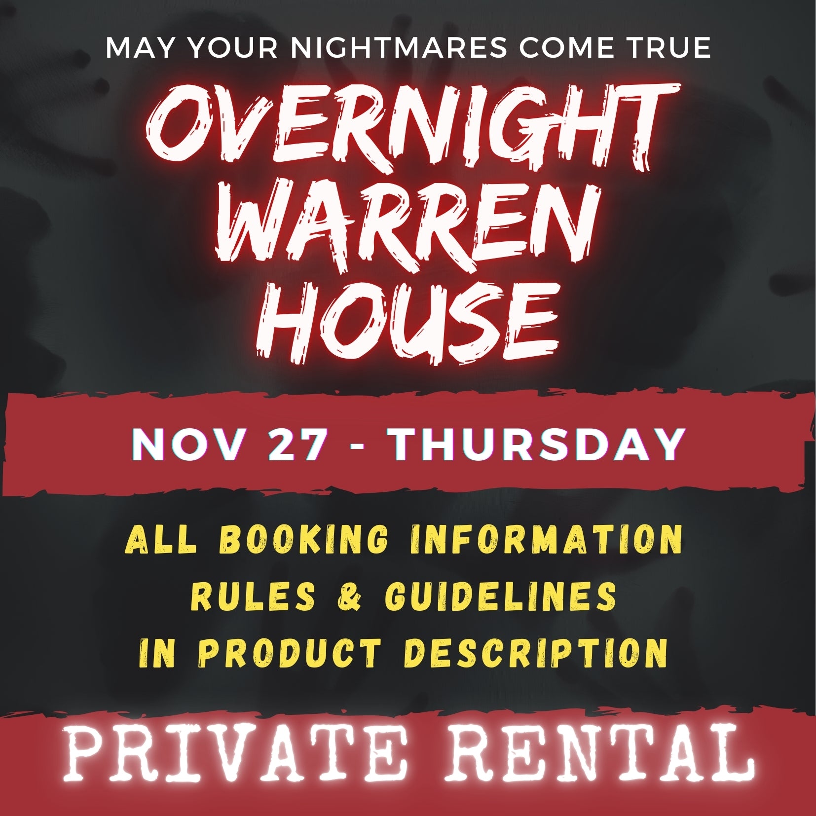 NOV 27 - WARREN HOUSE (THANKSGIVING - NO OVERNIGHT RENTAL)