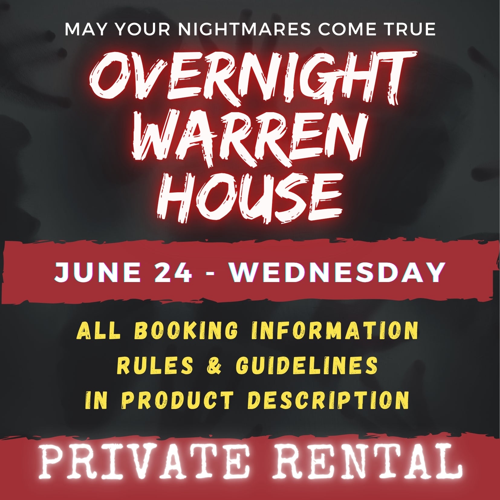 JUNE 24 - WARREN HOUSE OVERNIGHT RENTAL