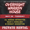 MAY 26 - WARREN HOUSE OVERNIGHT RENTAL