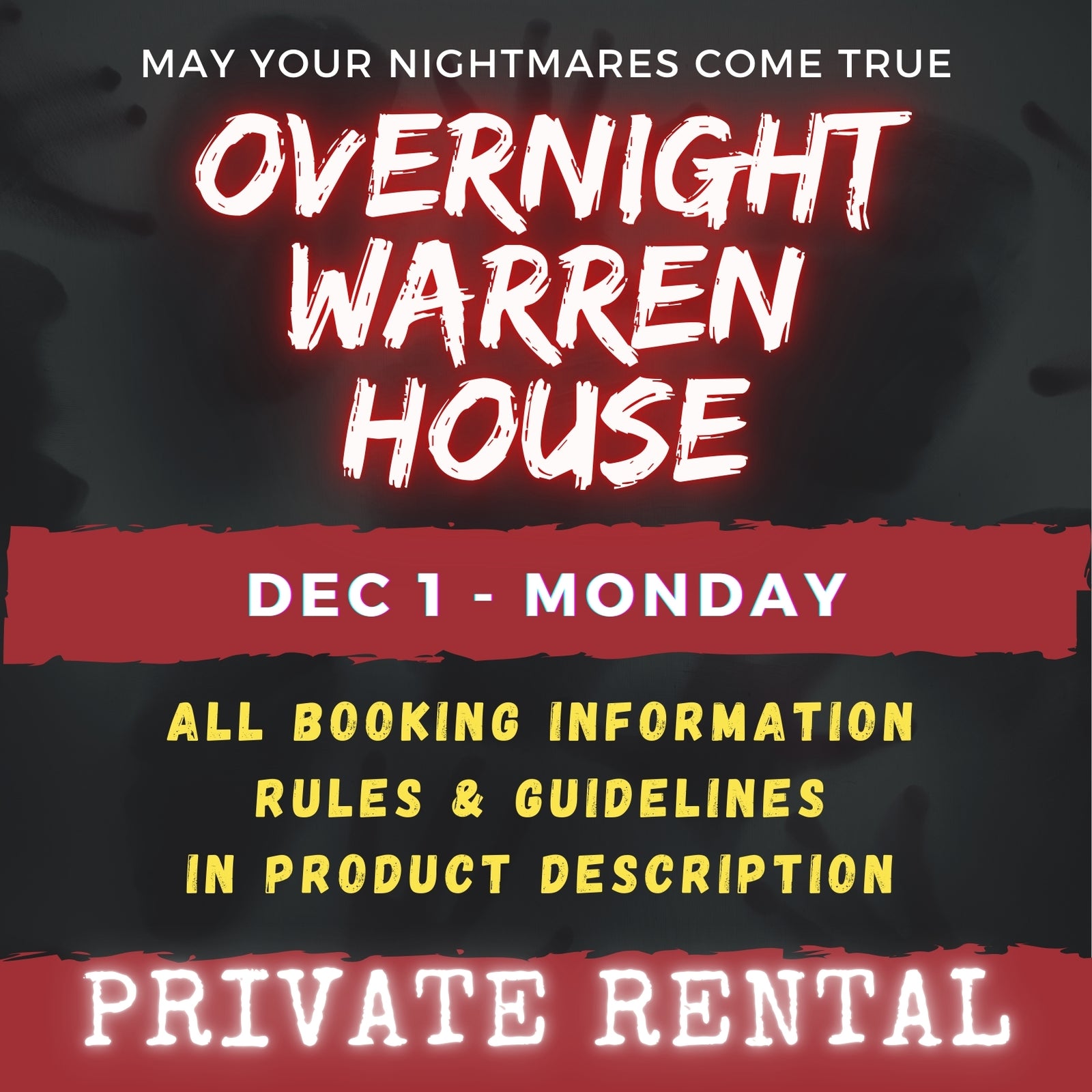 DEC 1 - WARREN HOUSE OVERNIGHT RENTAL
