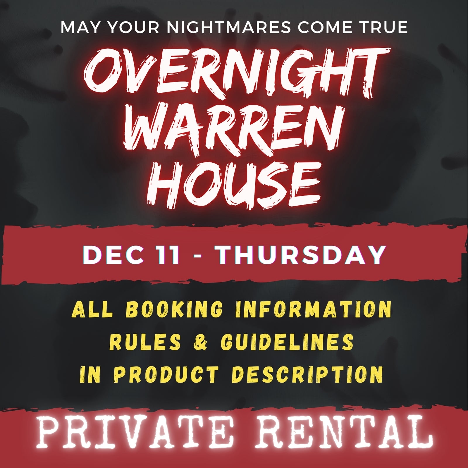 DEC 11 - WARREN HOUSE OVERNIGHT RENTAL