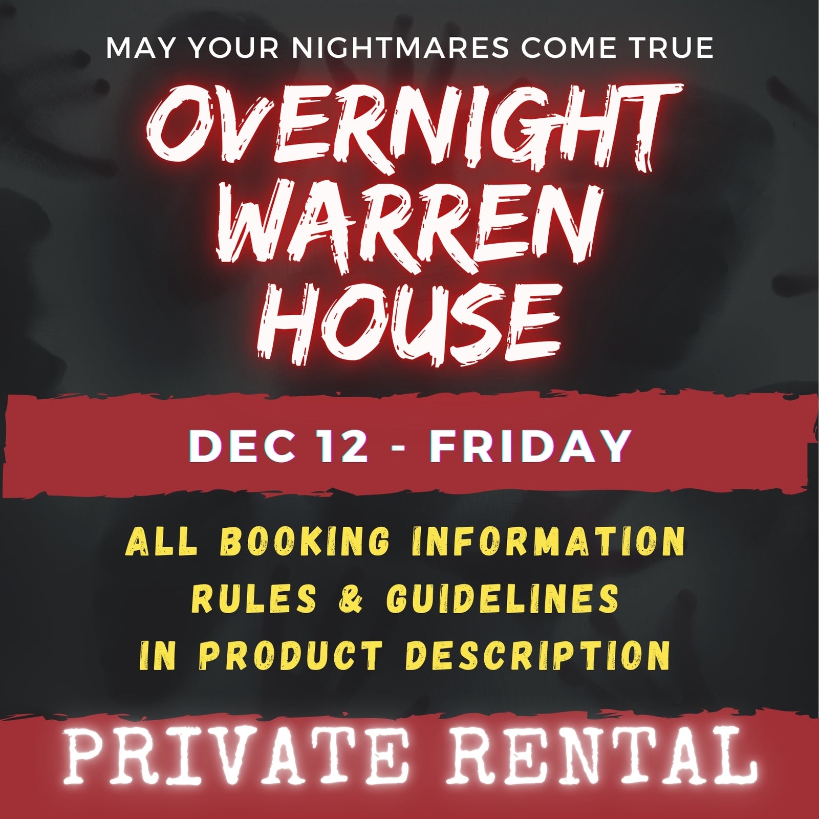 DEC 12 - WARREN HOUSE OVERNIGHT RENTAL