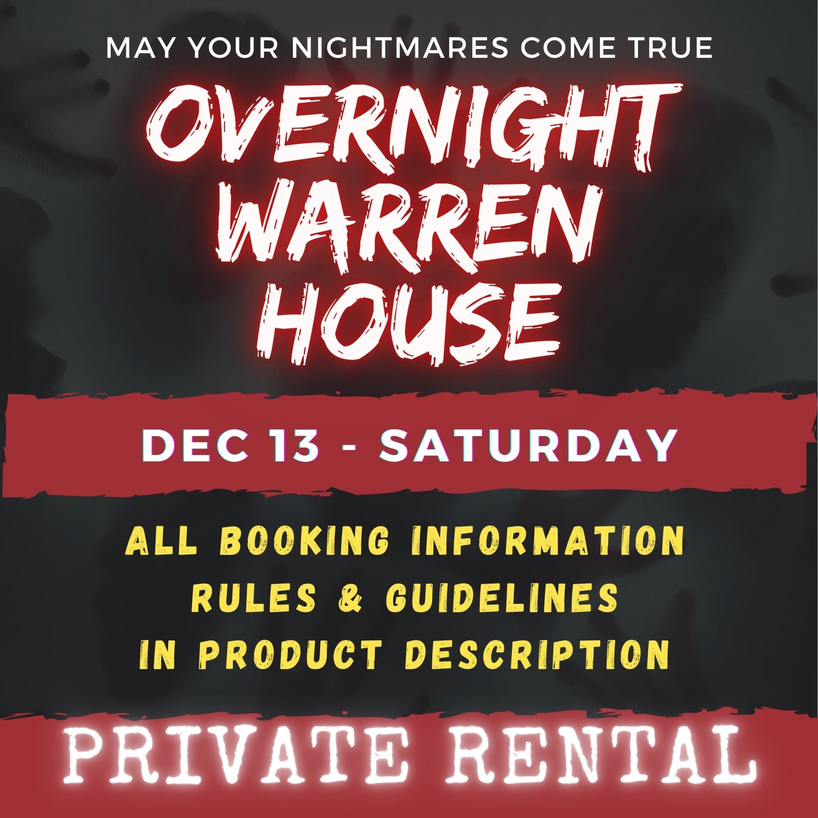 DEC 13 - WARREN HOUSE OVERNIGHT RENTAL