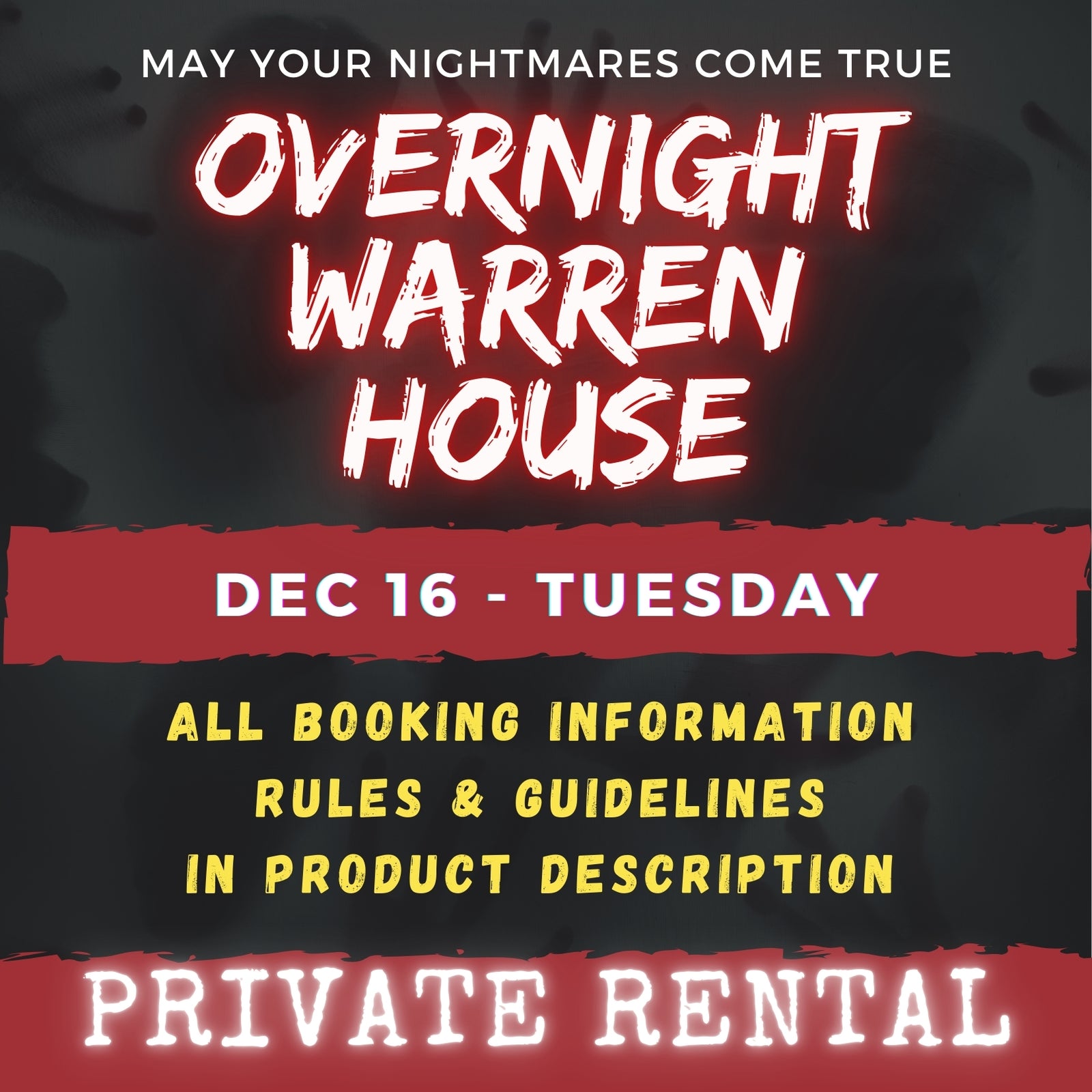 DEC 16 - WARREN HOUSE OVERNIGHT RENTAL