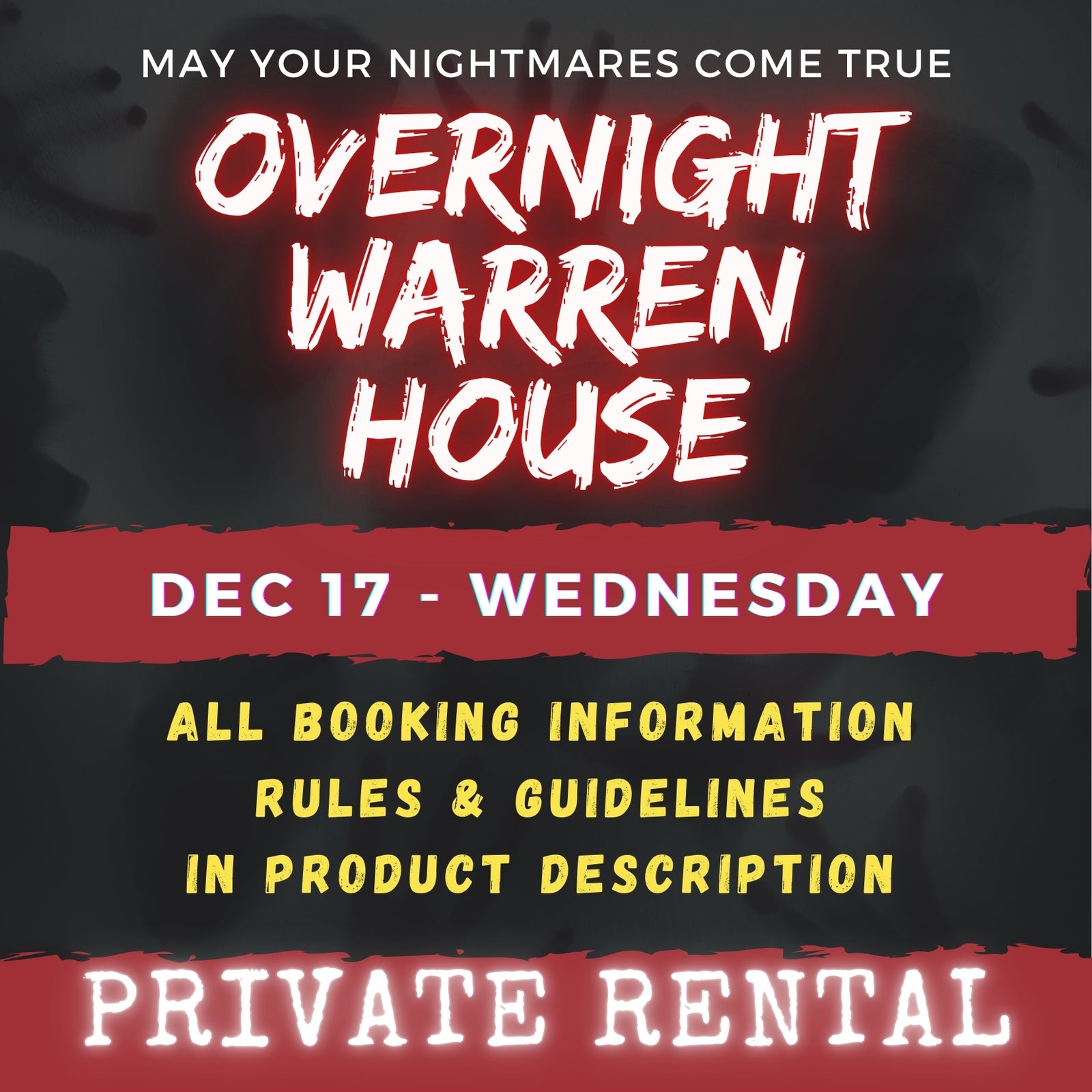 DEC 17 - WARREN HOUSE OVERNIGHT RENTAL