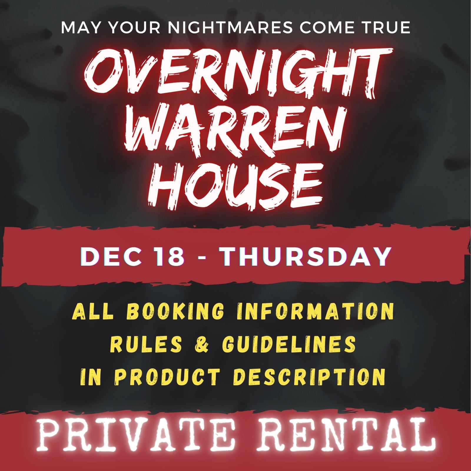 DEC 18 - WARREN HOUSE OVERNIGHT RENTAL