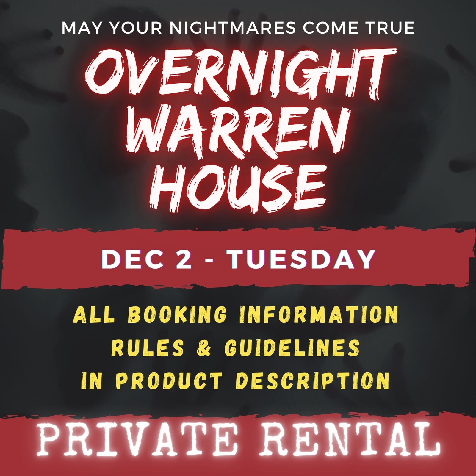 DEC 2 - WARREN HOUSE OVERNIGHT RENTAL