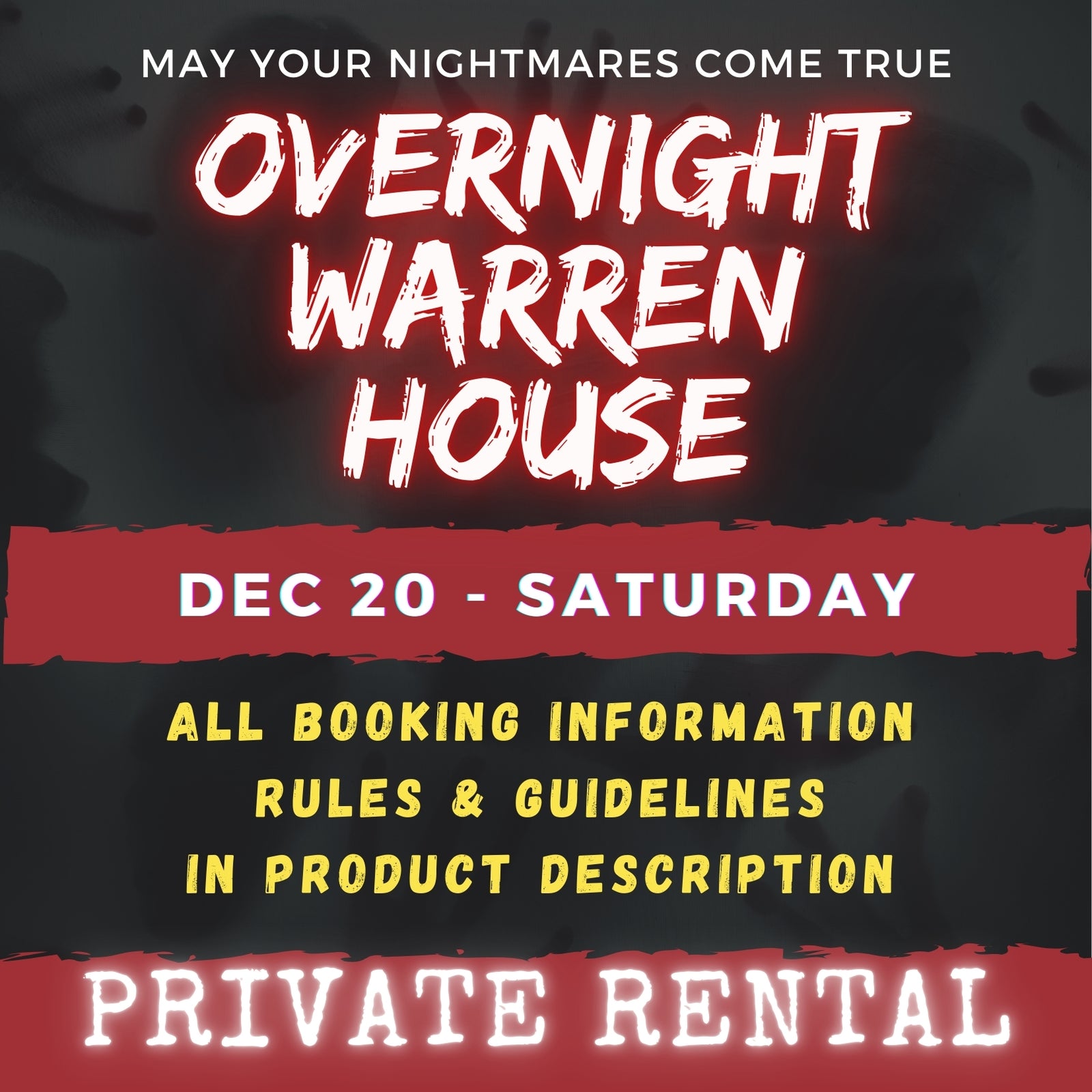 DEC 20 - WARREN HOUSE OVERNIGHT RENTAL
