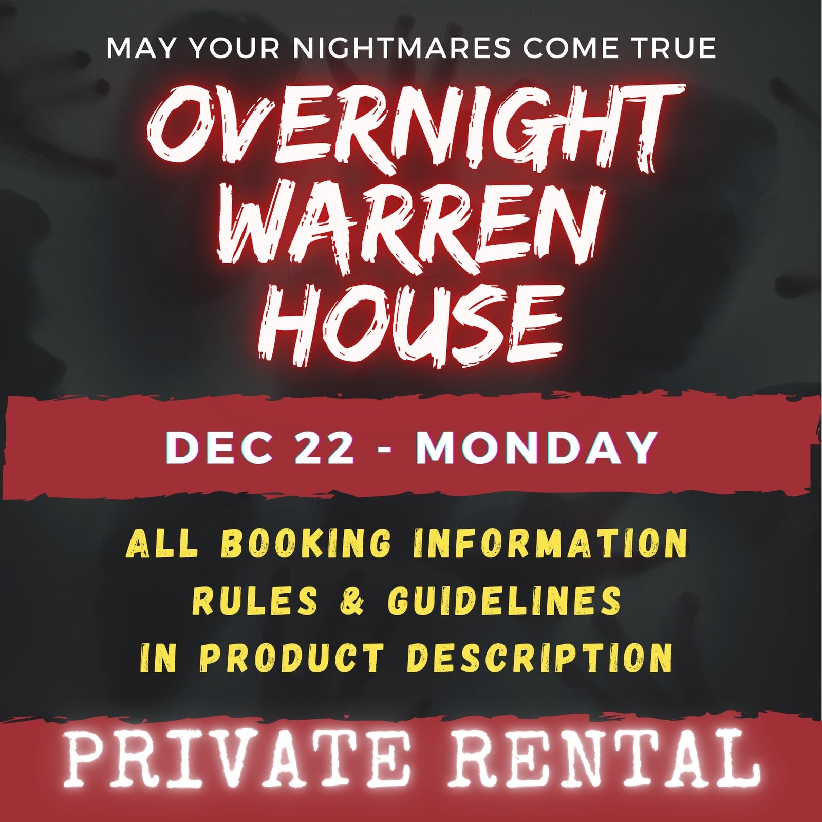 DEC 22 - WARREN HOUSE OVERNIGHT RENTAL