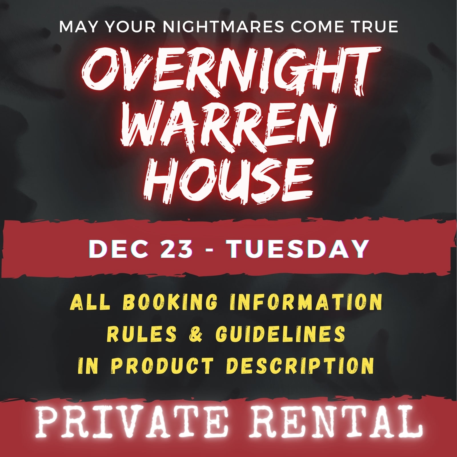 DEC 23 - WARREN HOUSE OVERNIGHT RENTAL
