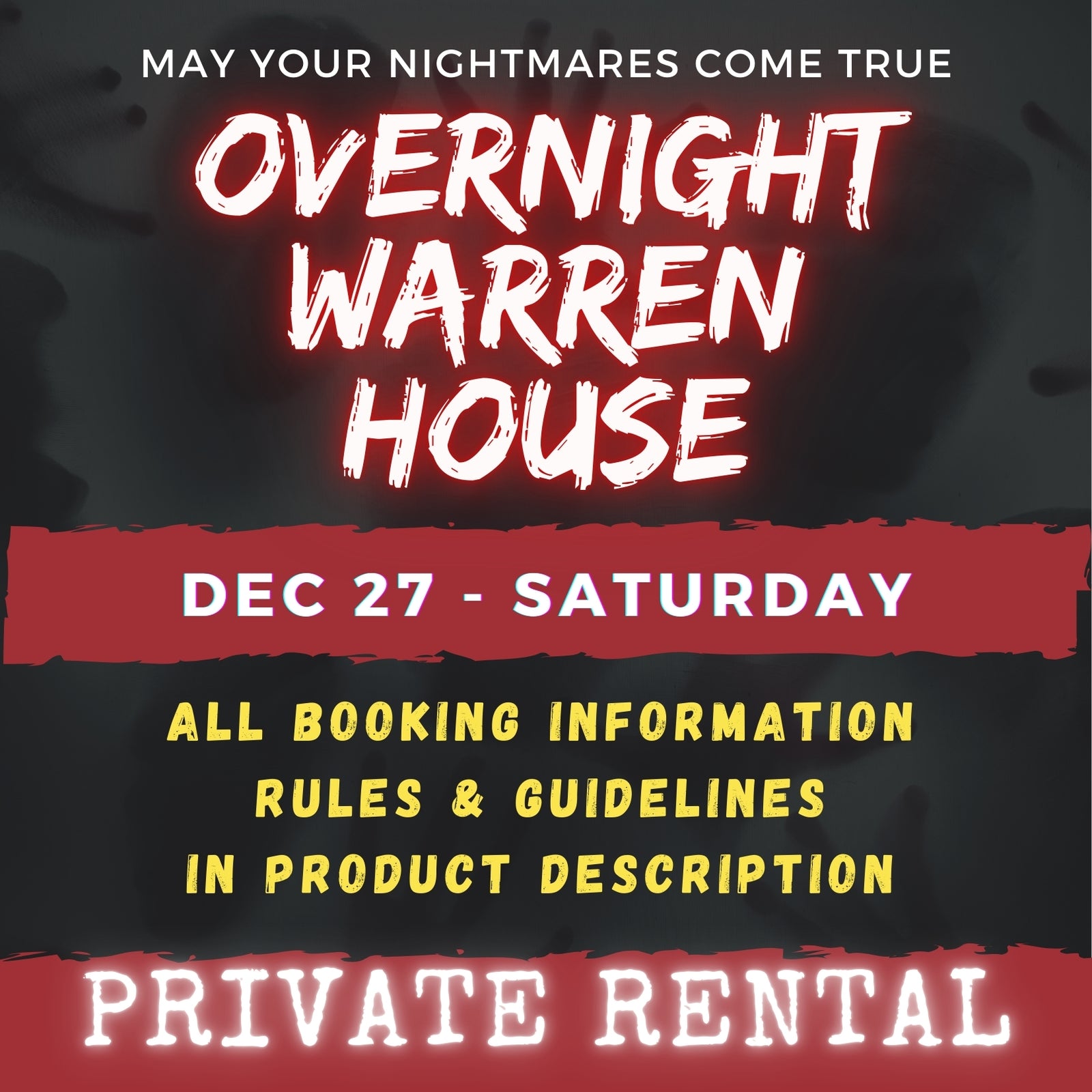 DEC 27 - WARREN HOUSE OVERNIGHT RENTAL