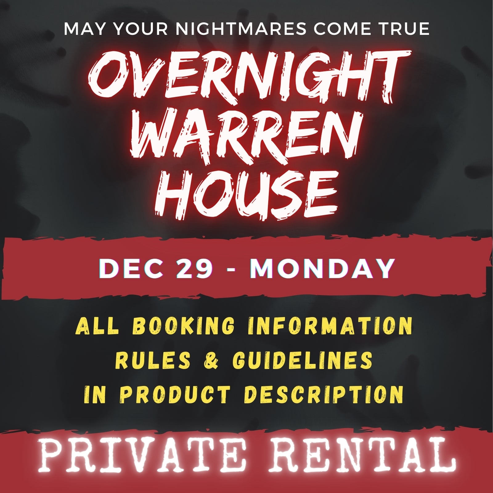 DEC 29 - WARREN HOUSE OVERNIGHT RENTAL