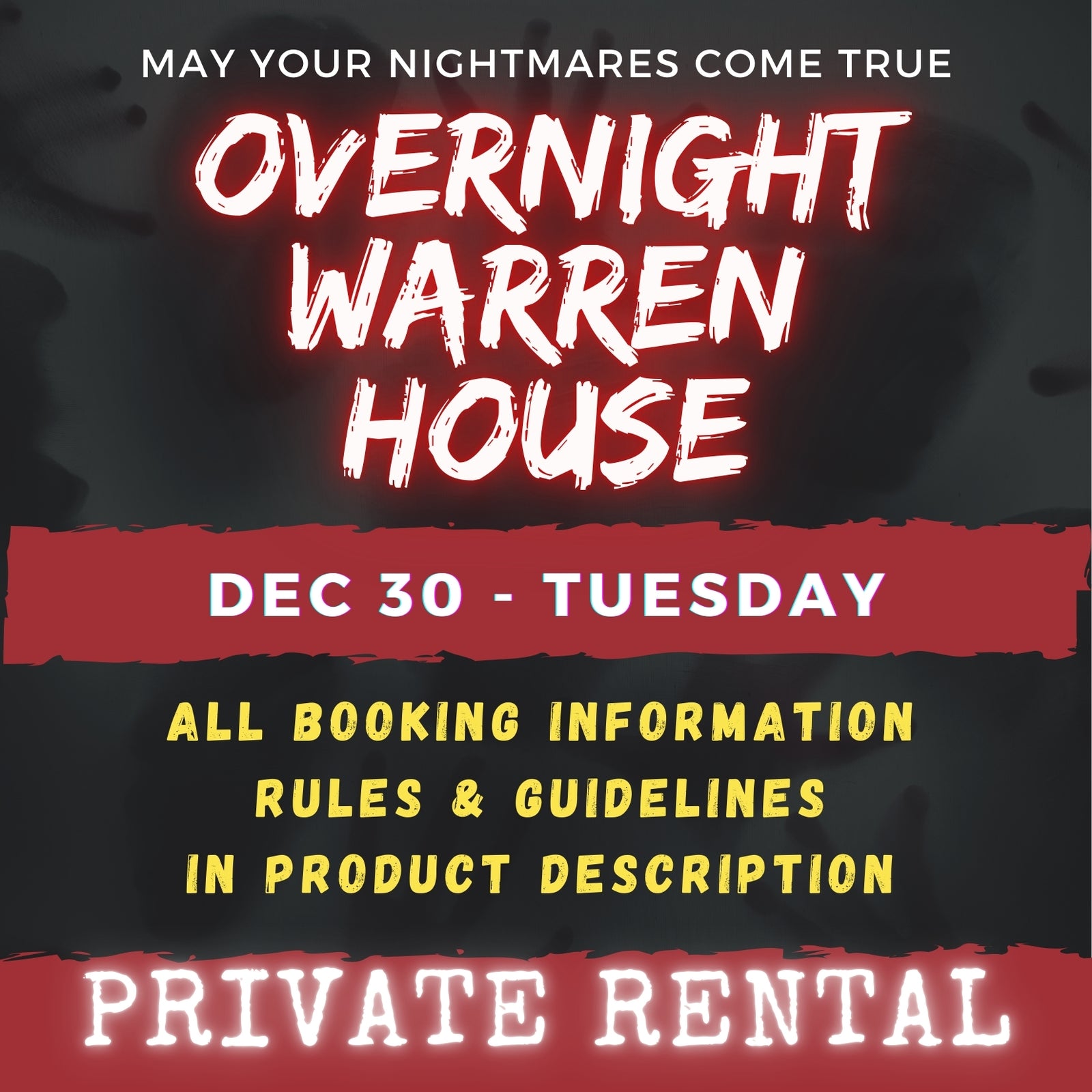 DEC 30 - WARREN HOUSE OVERNIGHT RENTAL