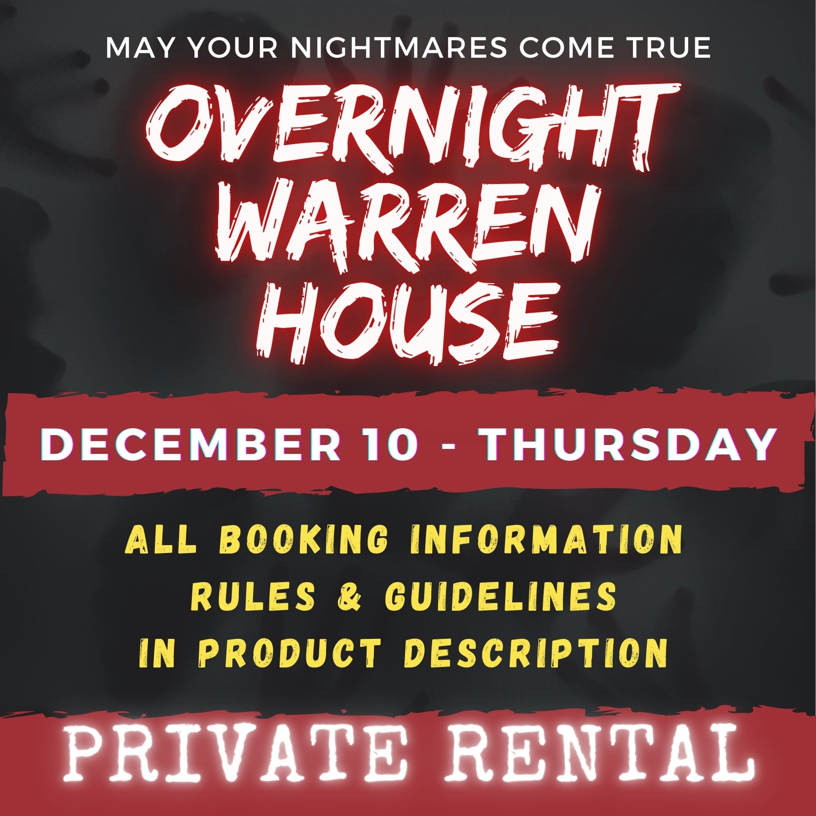 DECEMBER 4 2026 - WARREN HOUSE OVERNIGHT RENTAL