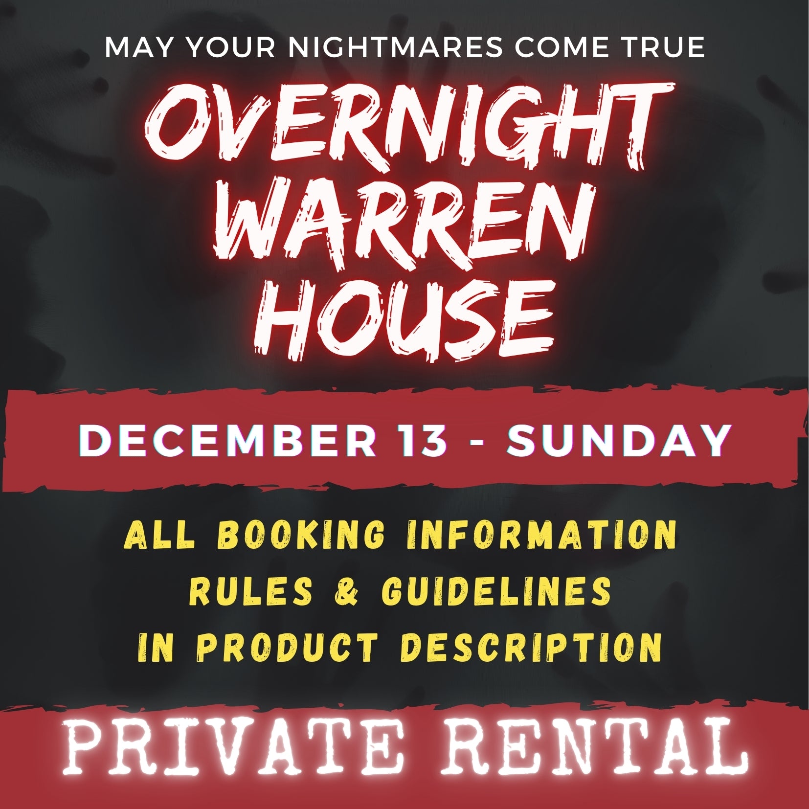 DECEMBER 4 2026 - WARREN HOUSE OVERNIGHT RENTAL