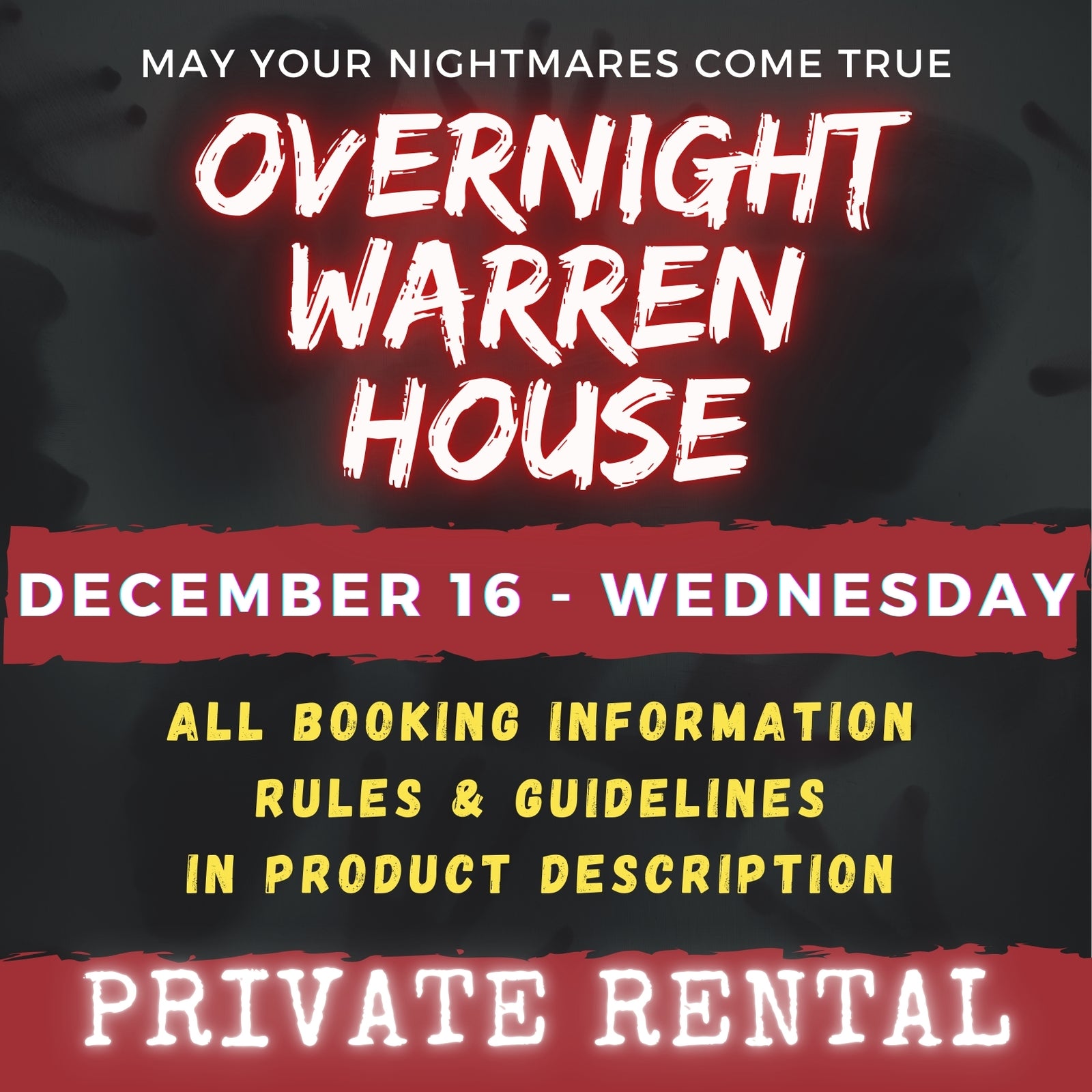 DECEMBER 16 2026 - WARREN HOUSE OVERNIGHT RENTAL
