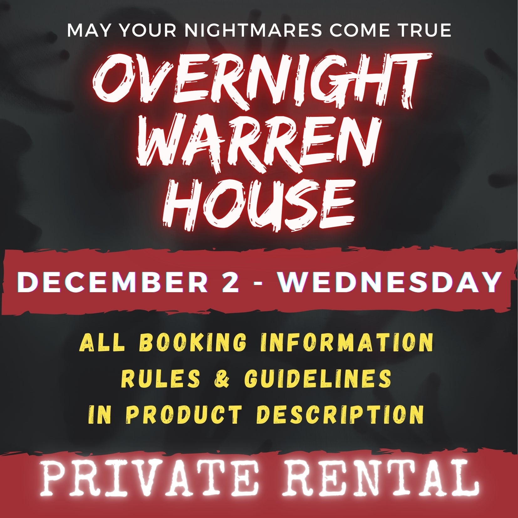 DECEMBER 2 2026 - WARREN HOUSE OVERNIGHT RENTAL