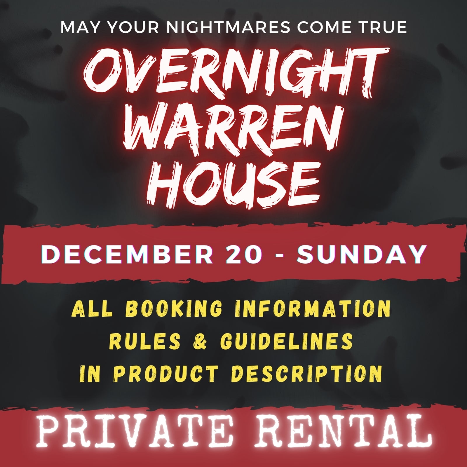 DECEMBER 20 2026 - WARREN HOUSE OVERNIGHT RENTAL