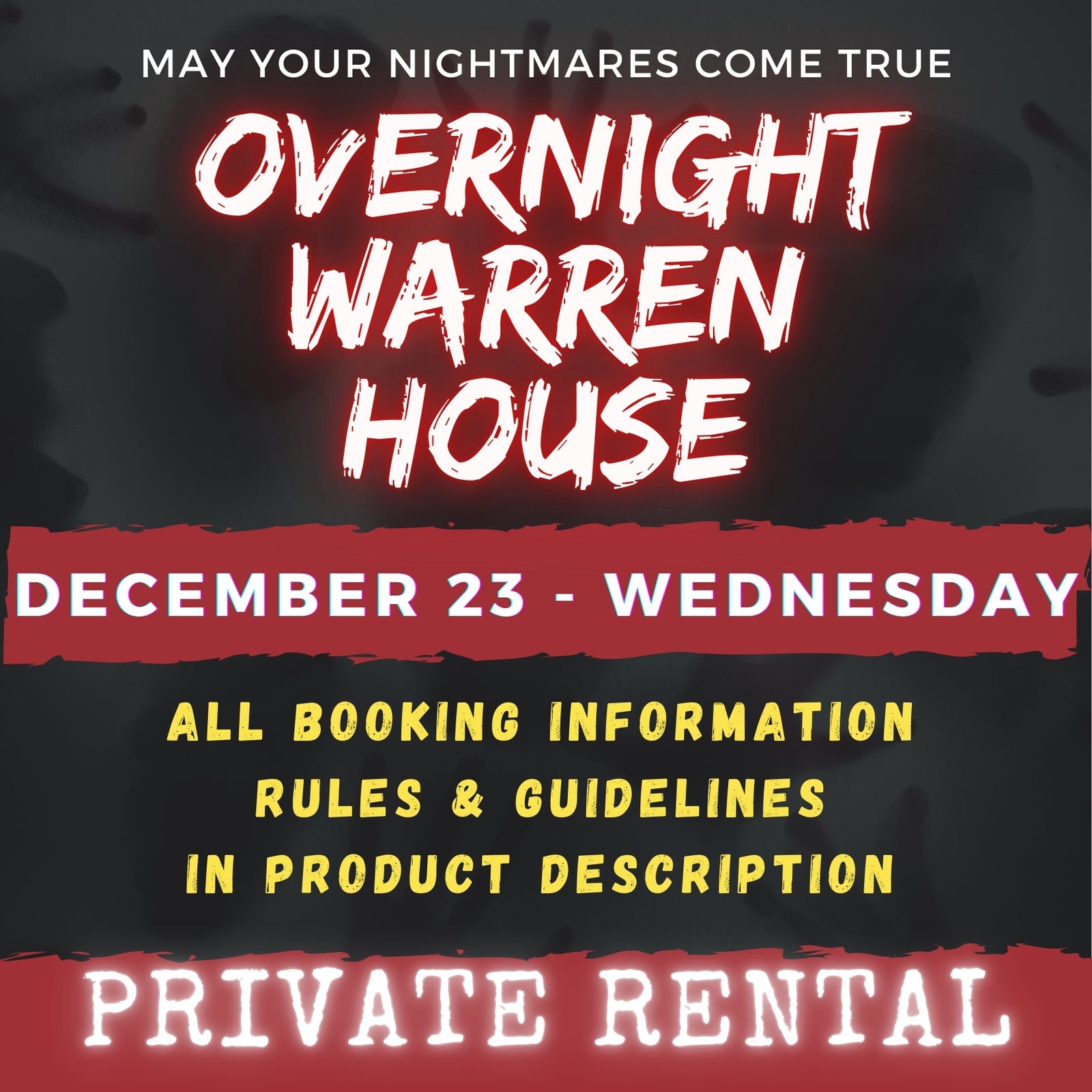 DECEMBER 23 2026 - WARREN HOUSE OVERNIGHT RENTAL