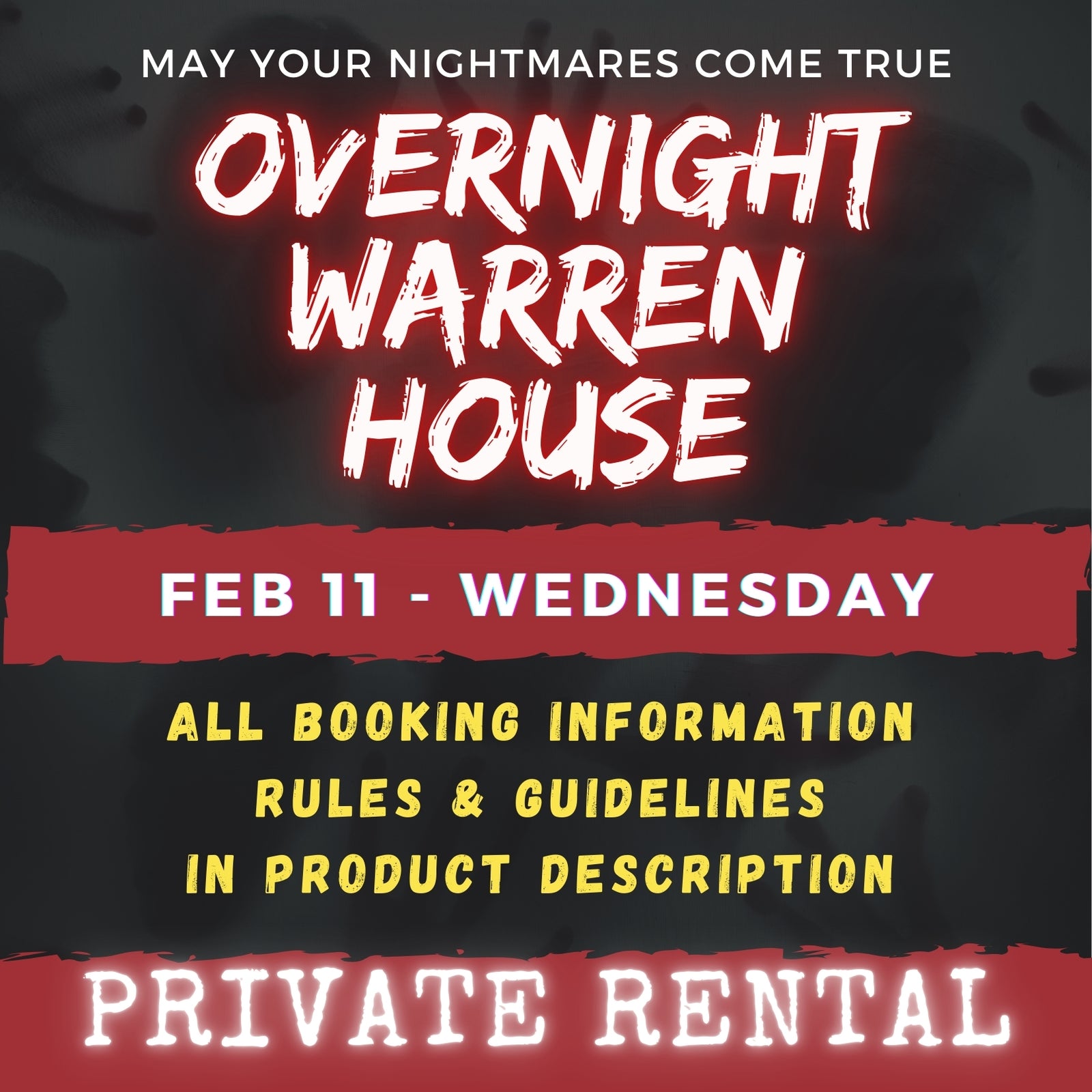 FEB 11 - WARREN HOUSE OVERNIGHT RENTAL