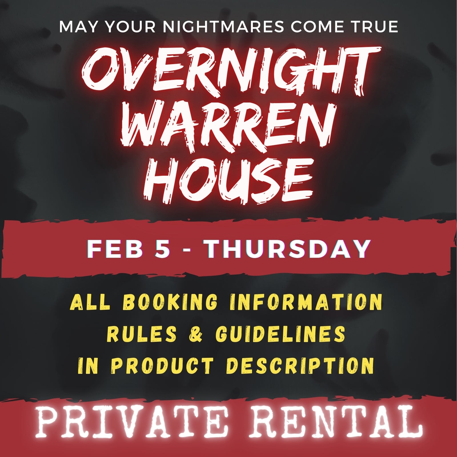 FEB 5 - WARREN HOUSE OVERNIGHT RENTAL