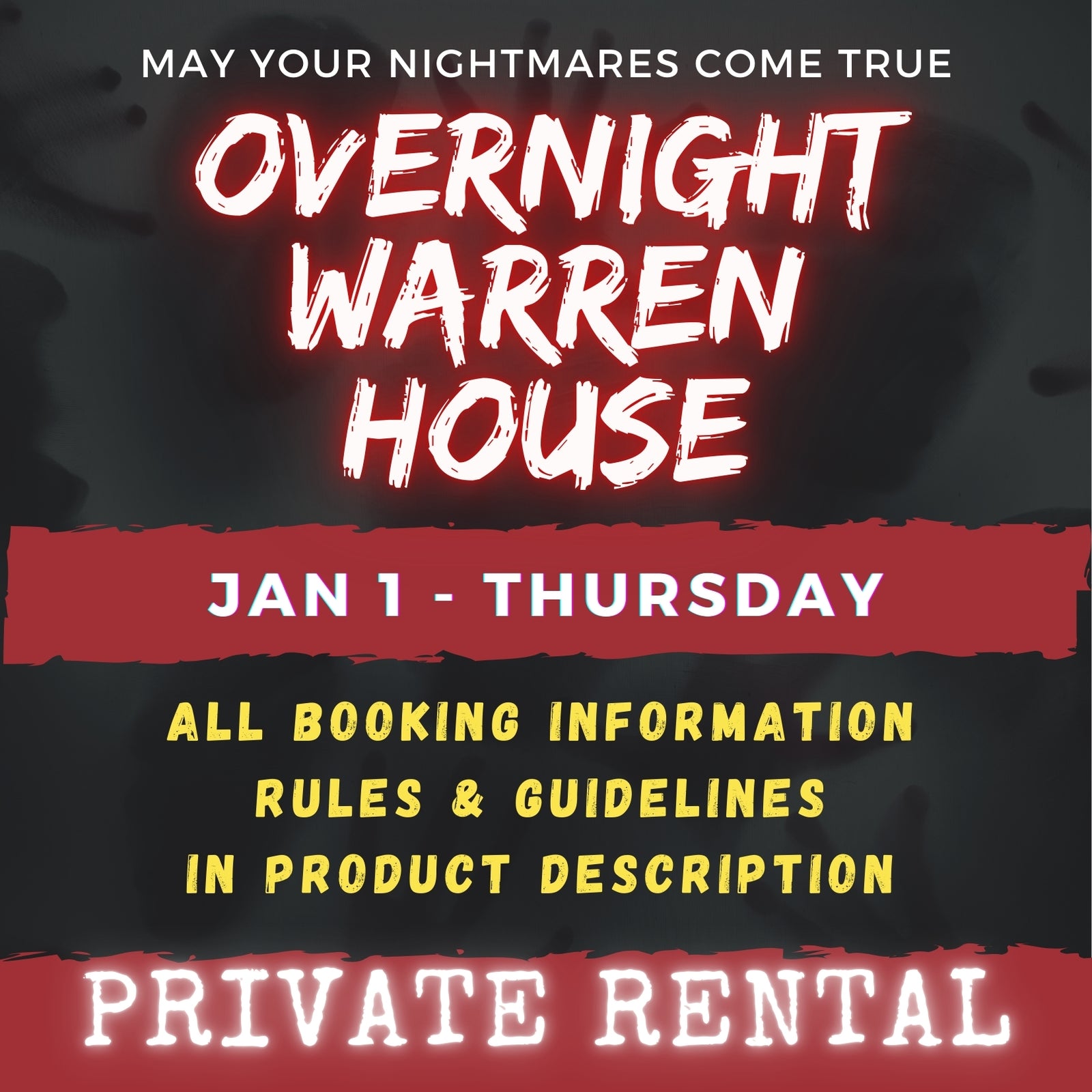 JAN 1 - WARREN HOUSE OVERNIGHT RENTAL