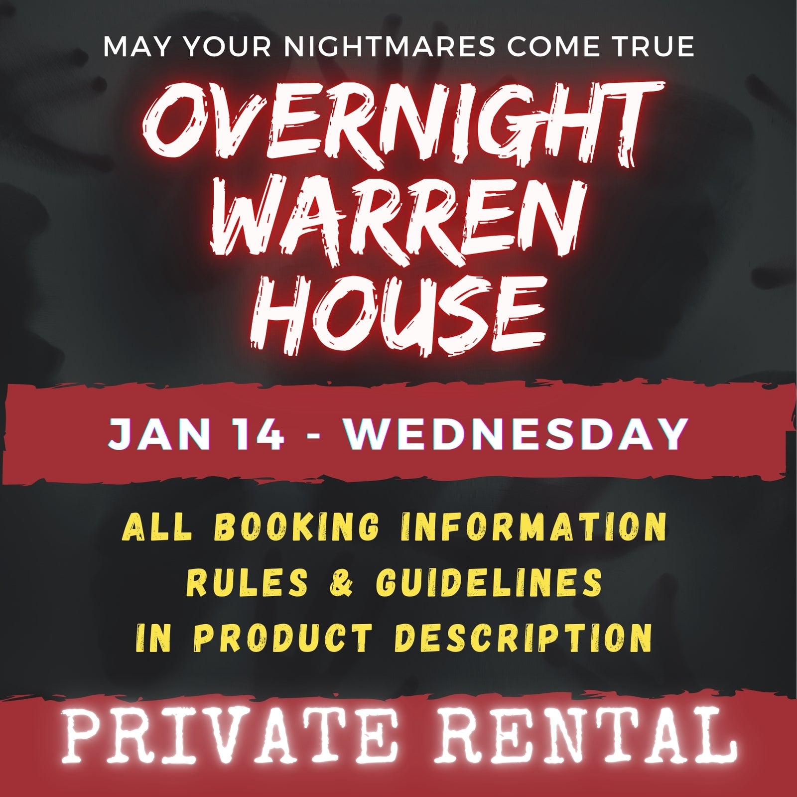 JAN 14 - WARREN HOUSE OVERNIGHT RENTAL