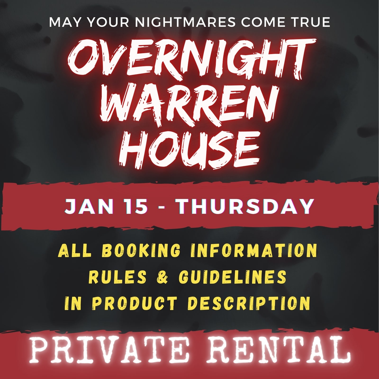 JAN 15 - WARREN HOUSE OVERNIGHT RENTAL