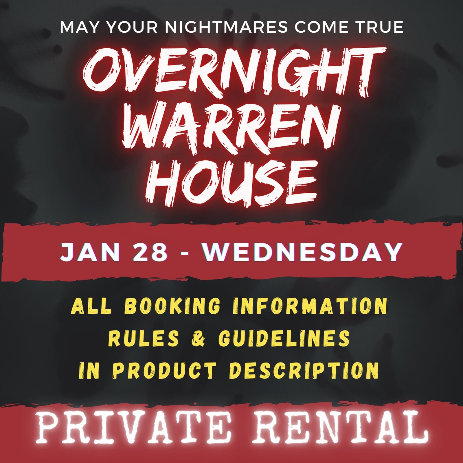 JAN 28 - WARREN HOUSE OVERNIGHT RENTAL