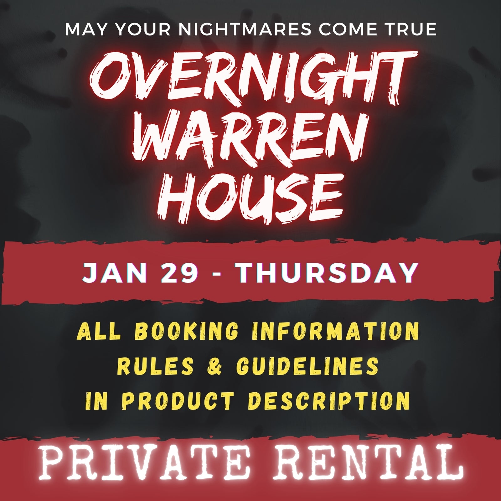 JAN 29 - WARREN HOUSE OVERNIGHT RENTAL