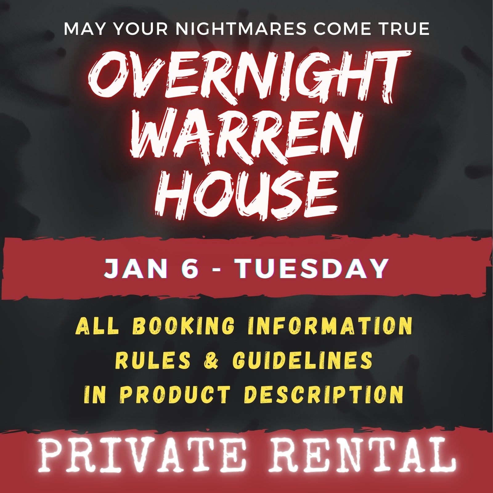 JAN 6 - WARREN HOUSE OVERNIGHT RENTAL
