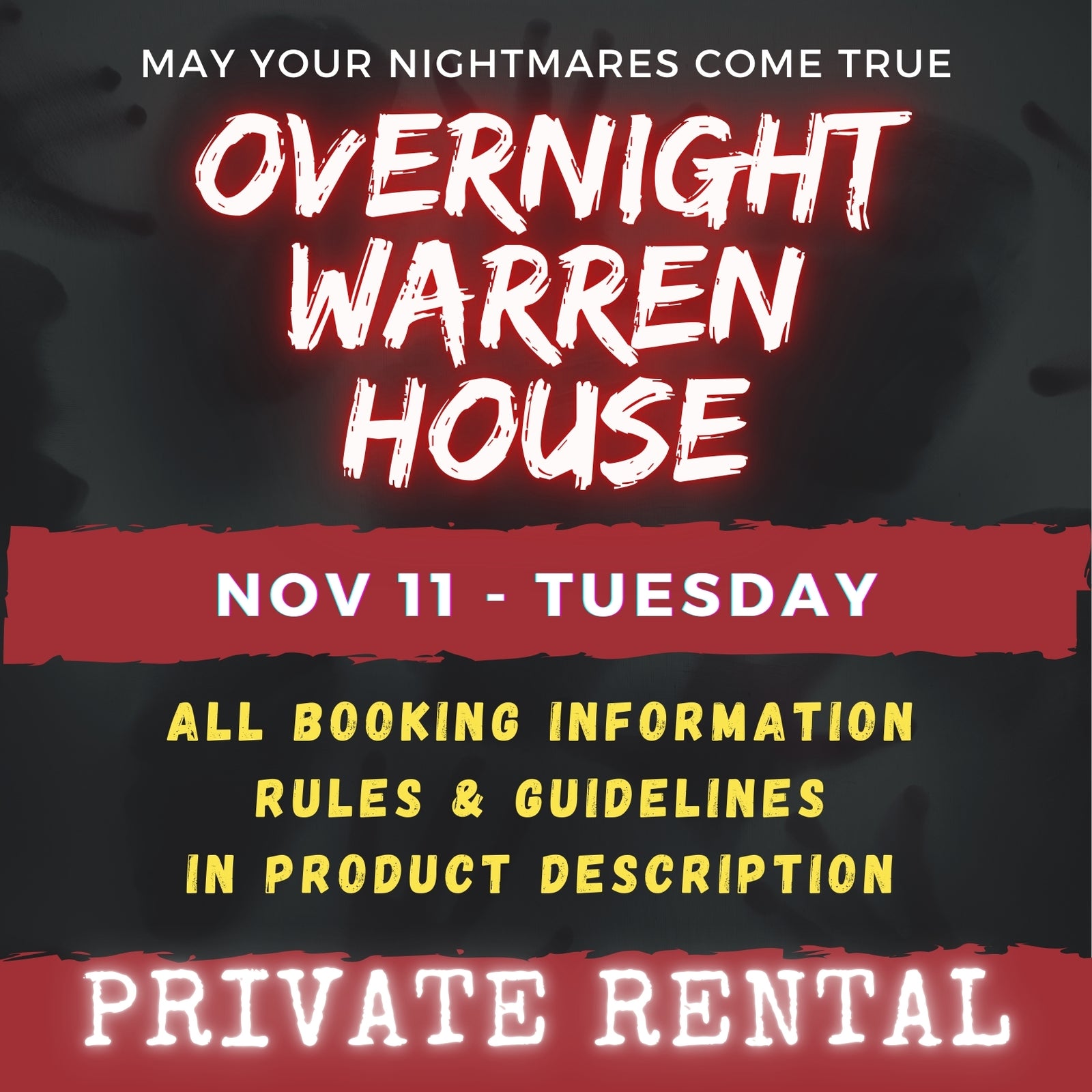NOV 11 - WARREN HOUSE OVERNIGHT RENTAL