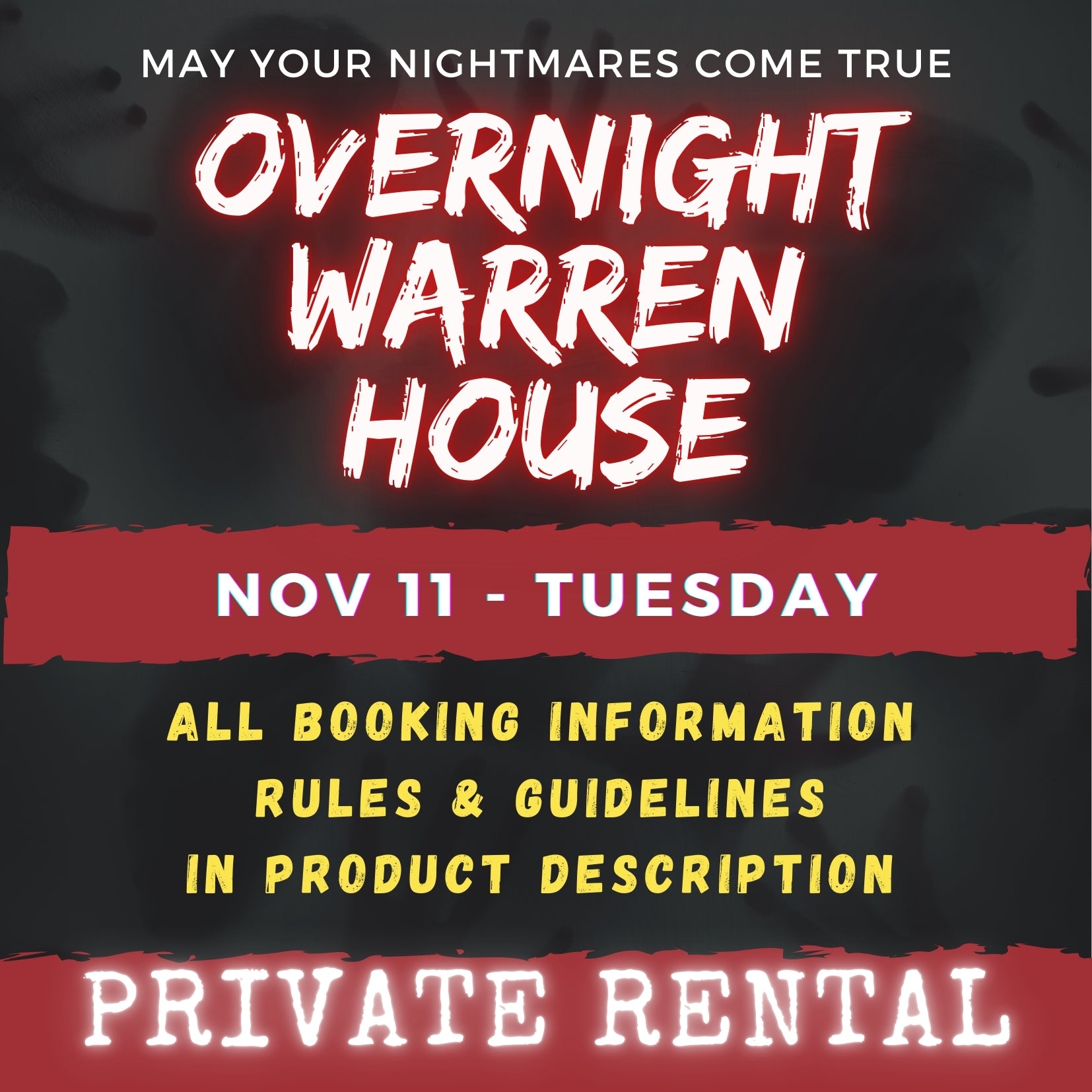 NOV 11 - WARREN HOUSE OVERNIGHT RENTAL