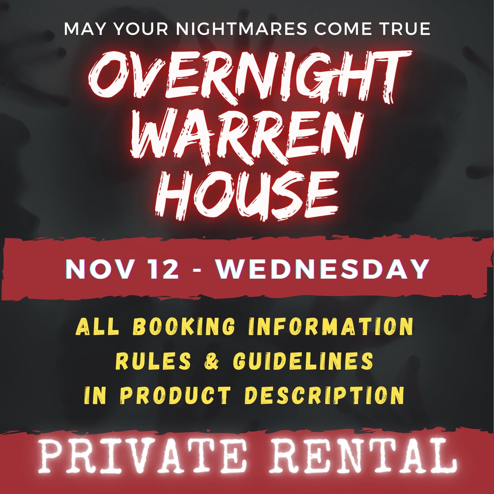 NOV 12 - WARREN HOUSE OVERNIGHT RENTAL