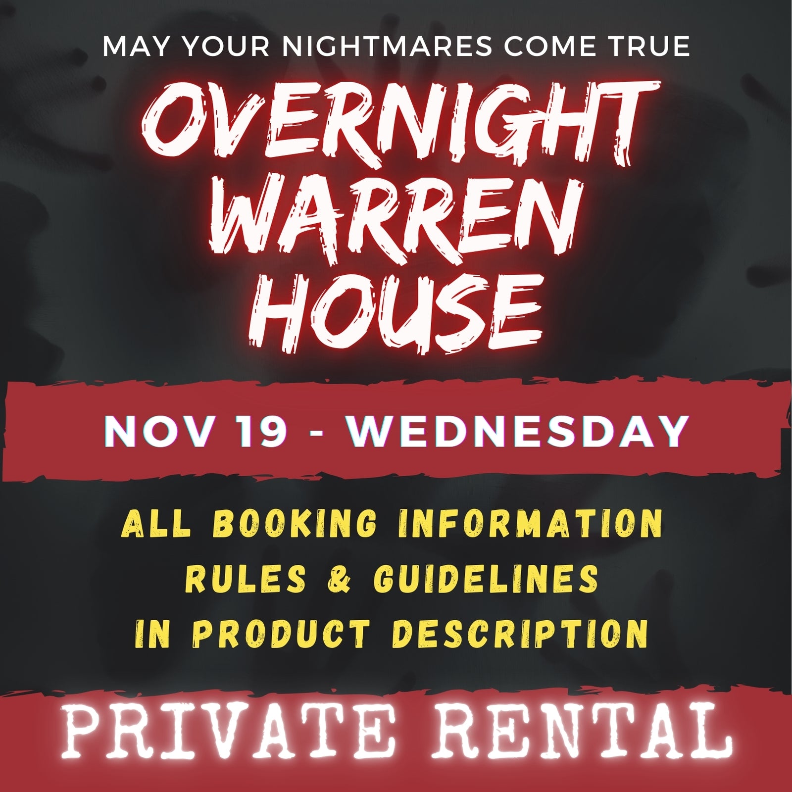 NOV 19 - WARREN HOUSE OVERNIGHT RENTAL