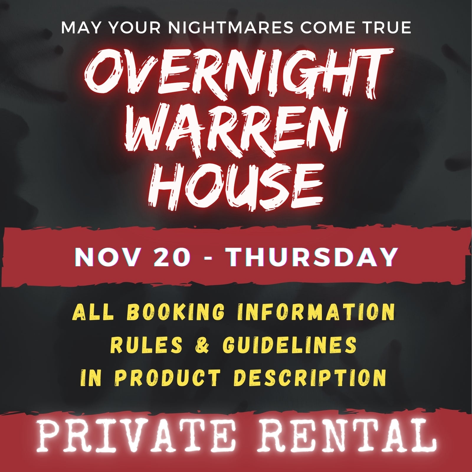 NOV 20 - WARREN HOUSE OVERNIGHT RENTAL