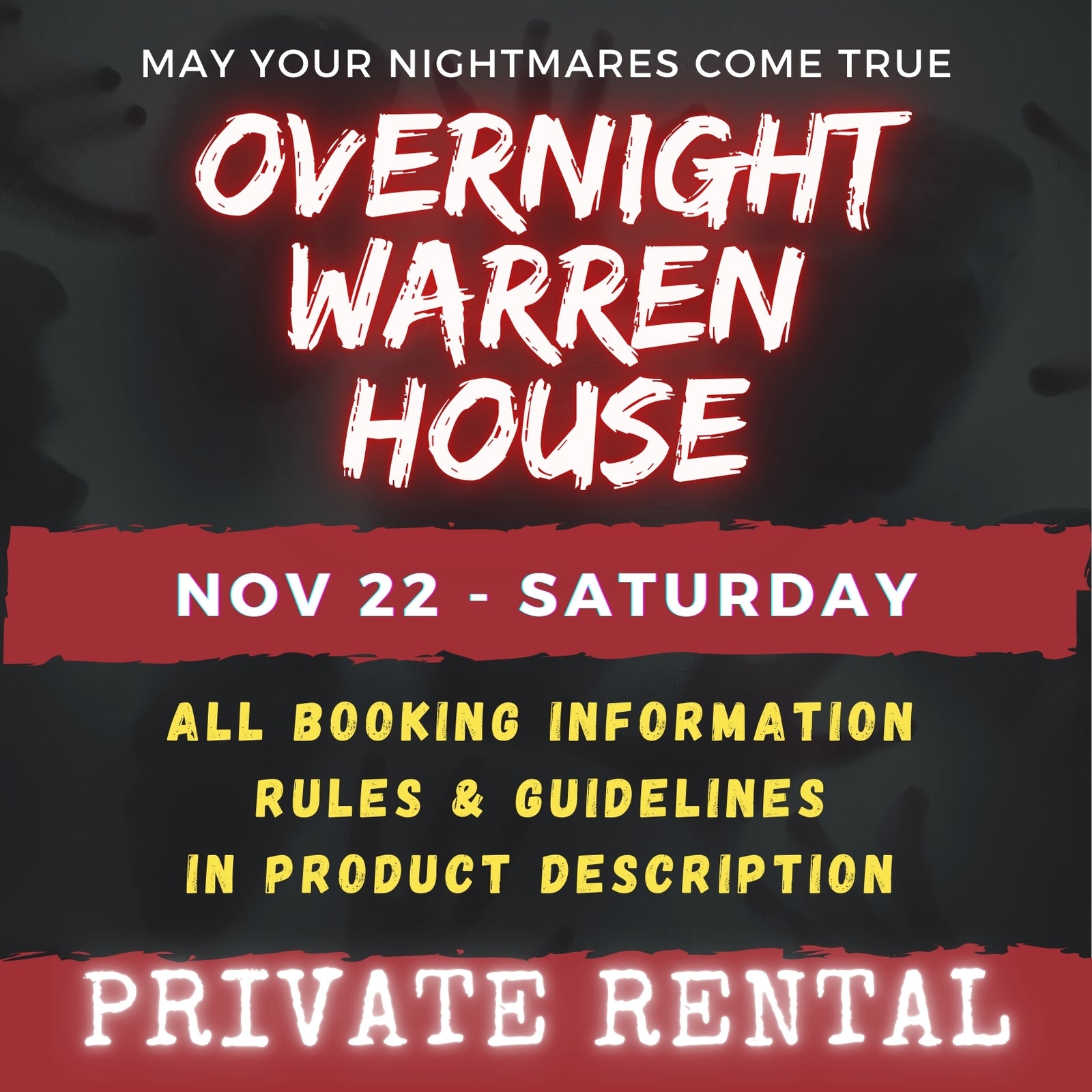 NOV 22 - WARREN HOUSE OVERNIGHT RENTAL