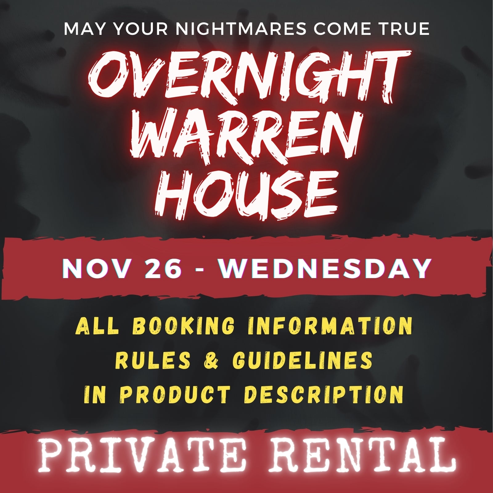 NOV 26 - WARREN HOUSE OVERNIGHT RENTAL
