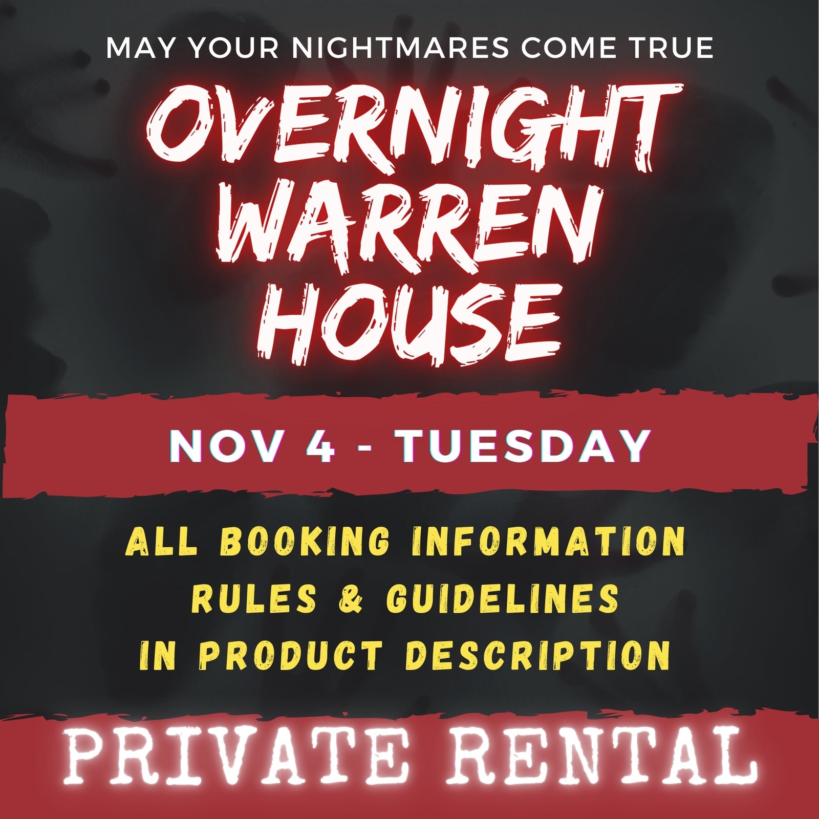 NOV 4 - WARREN HOUSE OVERNIGHT RENTAL