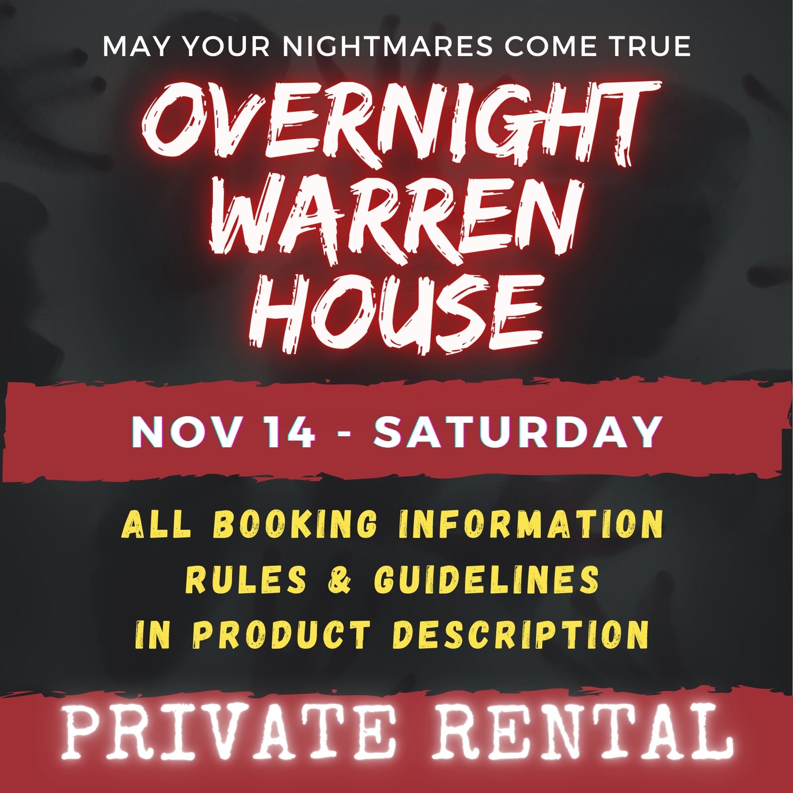 NOVEMBER 14 2026 - WARREN HOUSE OVERNIGHT RENTAL