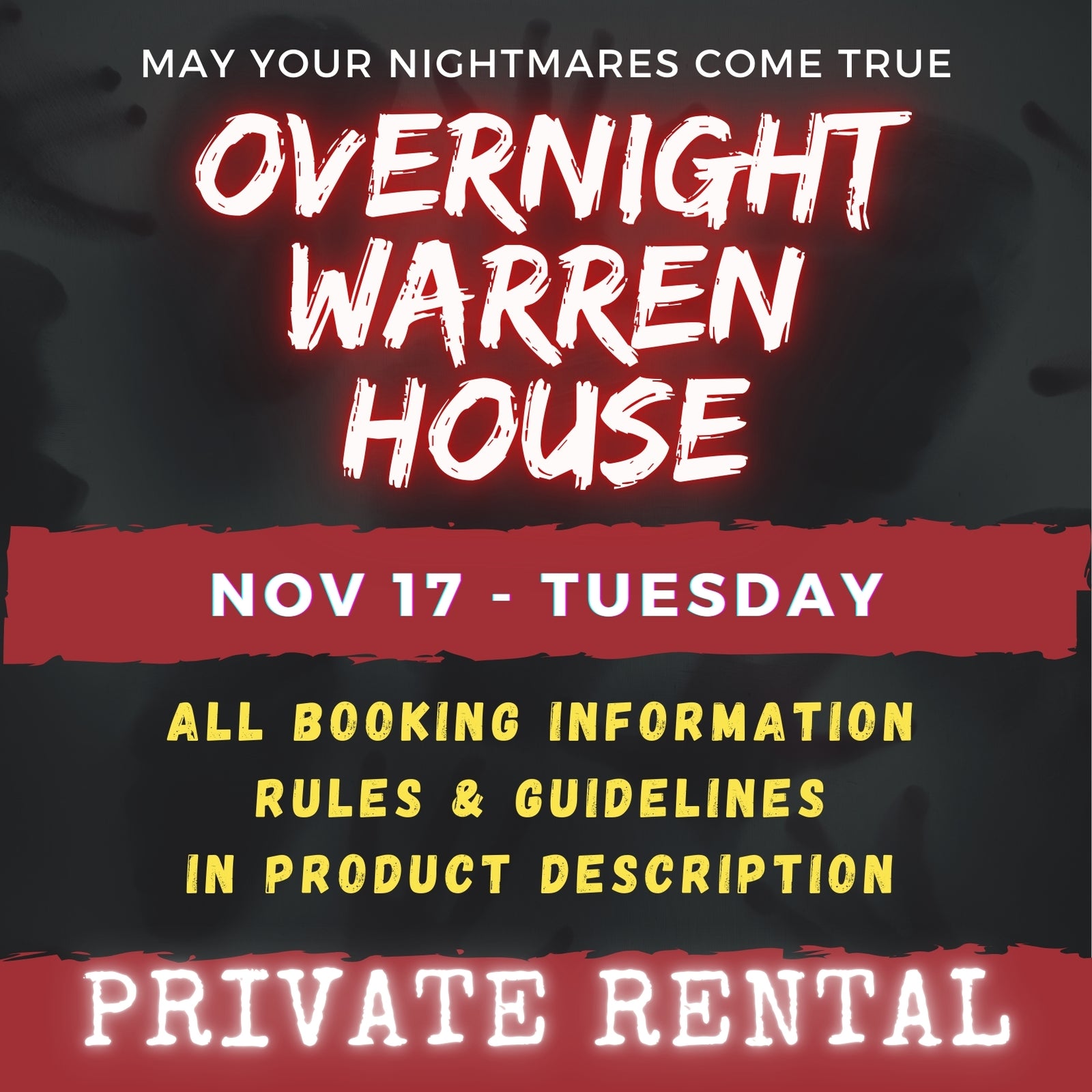 NOVEMBER 17 2026 - WARREN HOUSE OVERNIGHT RENTAL