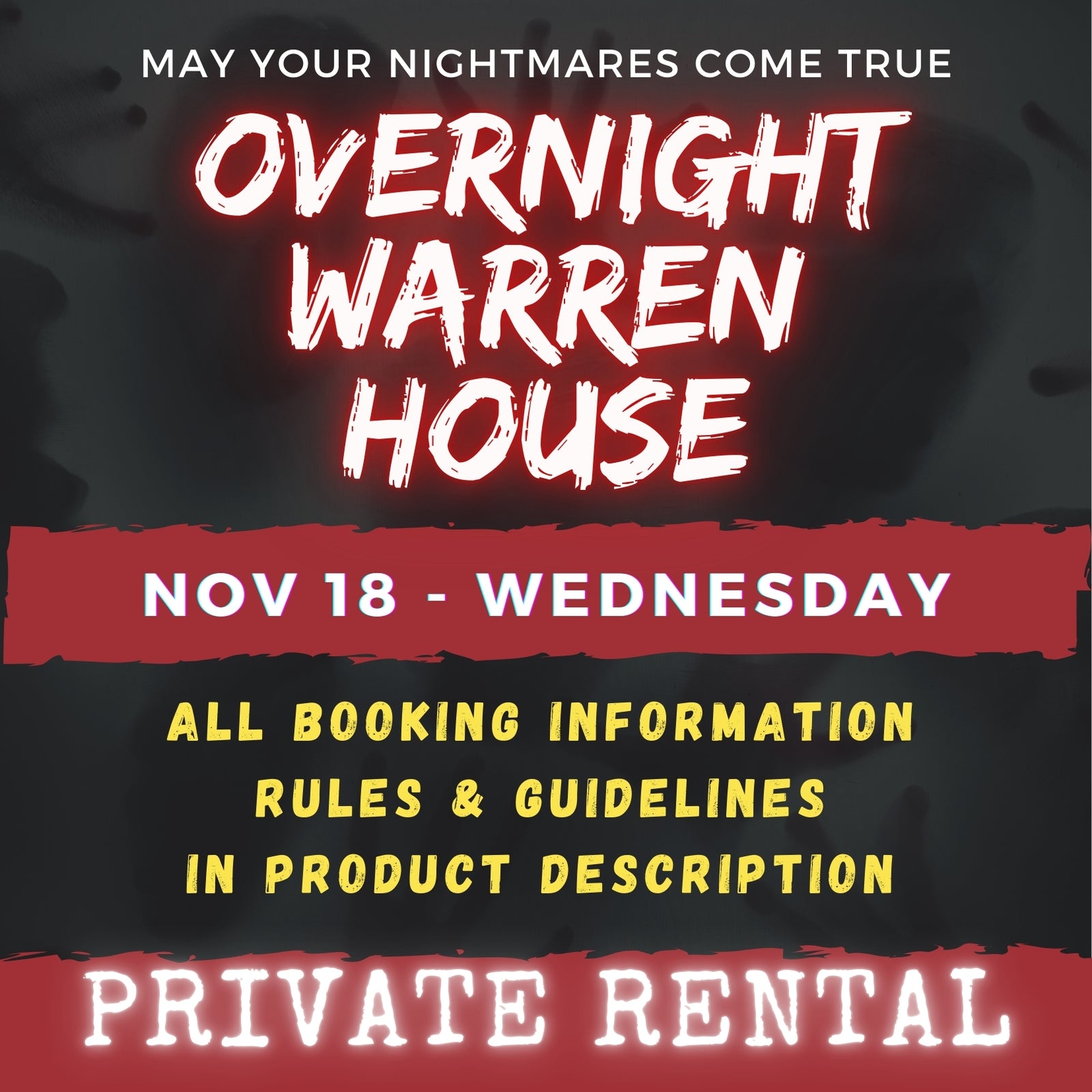 NOVEMBER 18 2026 - WARREN HOUSE OVERNIGHT RENTAL