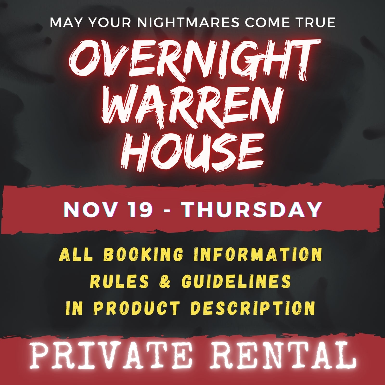 NOVEMBER 19 2026 - WARREN HOUSE OVERNIGHT RENTAL