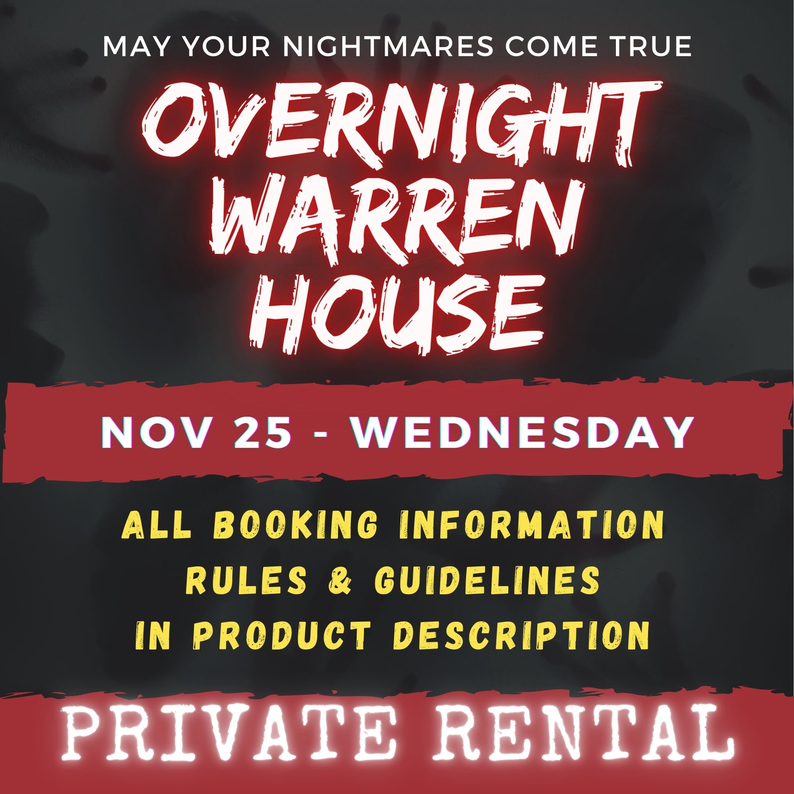 NOVEMBER 25 2026 - WARREN HOUSE OVERNIGHT RENTAL