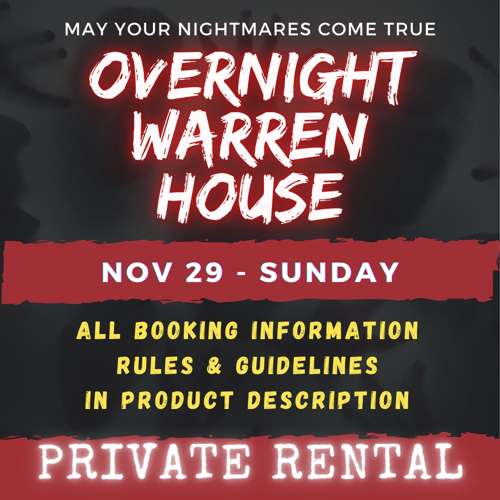 NOVEMBER 29 2026 - WARREN HOUSE OVERNIGHT RENTAL